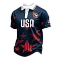 thumbnail image 2 of Men's USA Soccer Polo Shirt American Flag Short Sleeve Top Patriotic Football Jersey Comfortable Casual Wear for Game Day Independence Day Outdoor Events, 2 of 4