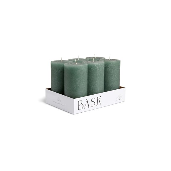 Bougies Piliers Mouchetées par Bask - Ensemble de Bougies Anti-Gouttes Non Parfumées de 6-3 Pouces x 6 Pouces en Vert Foncé pour la Déco de la Maison, la Détente et Toutes les Occasions