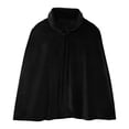thumbnail image 2 of YABCSAZ Medieval Velvet Cloak Unisex Halloween Cape for Adults, Velvet Cosplay Cape with Stand Collar, Stage Costume Cloak, Gold Velvet Cape, Halloween Roleplay Cape, Short Cape, Black, 2 of 7