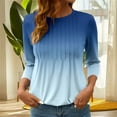thumbnail image 2 of wdsxpo Shirts for Womens 3/4 Sleeve Shirts Trendy Gradient Color Block Tops Fall Fashion Clothing Ribbed Crewneck Tee Blouses, 2 of 7