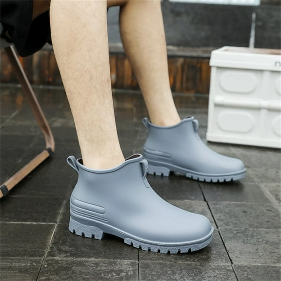Women's Short Rain Boots Waterproof Ankle Booties with Comfortable Insoles Outdoor Garden Work Shoes Ladies Stylish Lightweight Ankle Rain Shoes
