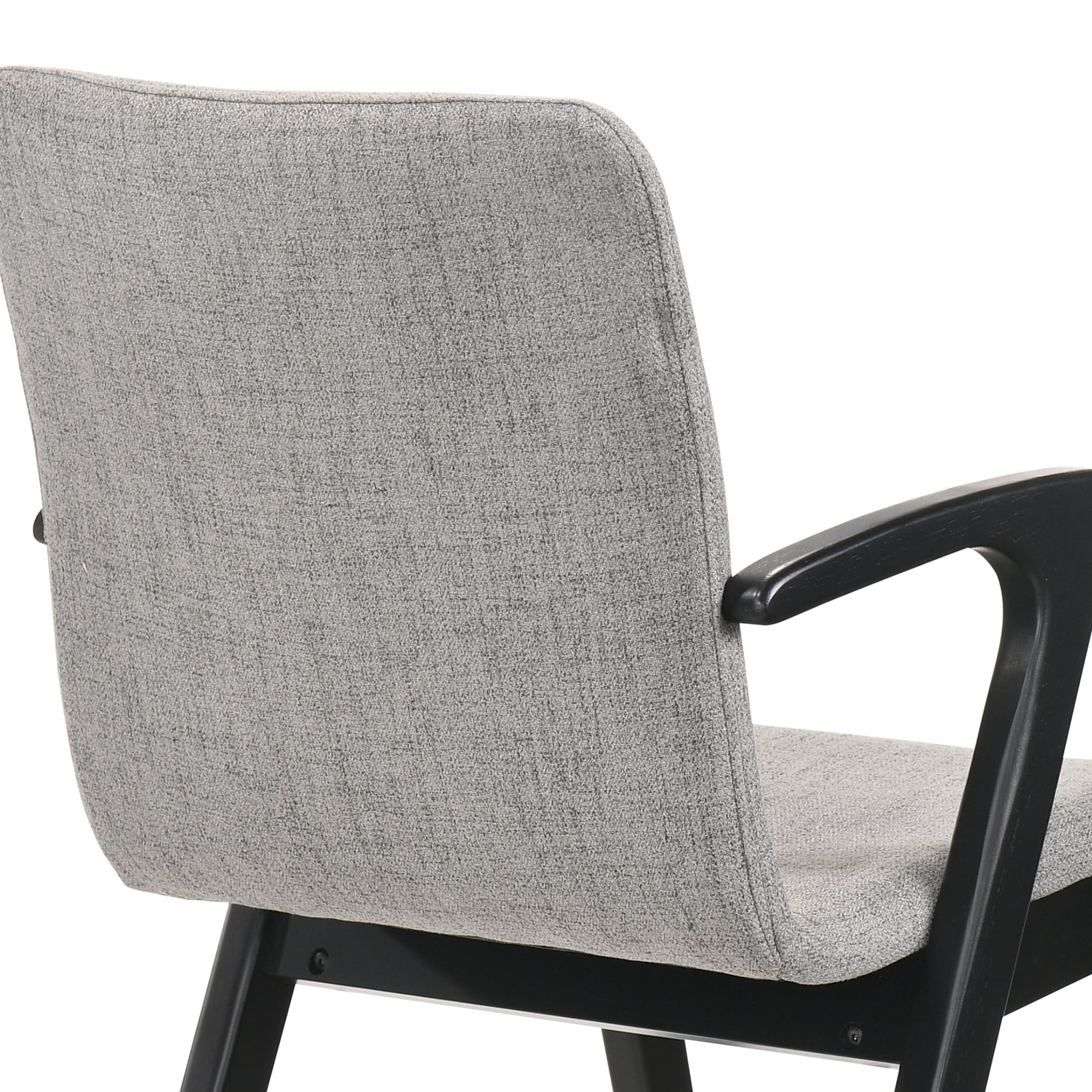 Varde Mid-Century Modern Dining Accent Chair with Black Finish and Grey Fabric - Set of 2