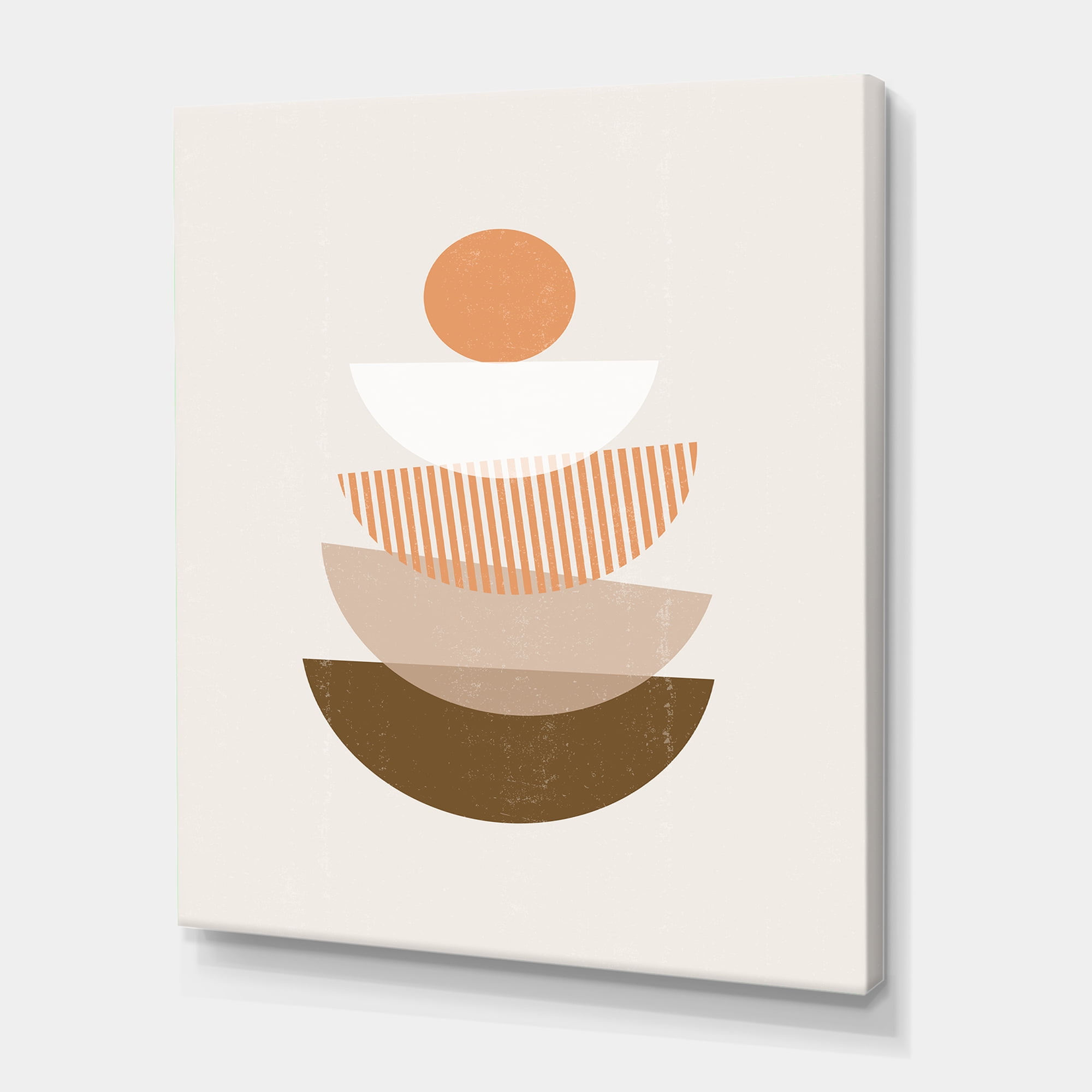 Designart ' Abstract Moon and Sun Geometrics In Terracotta I ' Modern Canvas Wall Art Print