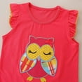 thumbnail image 3 of MEZZALL Girls Summer Outfits Casual Owl Print Vest Shorts Set Toddler Baby Clothes Playwear Picnic Two Piece Set For 1 7 Years Relaxed Fit Baby Wear, 3 of 8