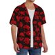 thumbnail image 2 of Balery Red Skulls Camisa Casual de Manga Corta con Botones para Hombre, Texturizada, Estilo Cubano, para Playa, Verano-Large, 2 of 5