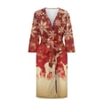 thumbnail image 3 of Yuyamidu Christmas Robes for Women Plus Size S Reindeer Long Sleeves Bathrobe Sleepwear Snowflake Kimono Dress Comfy Long Nightgown Loose Dressing Gown Robe, 3 of 7