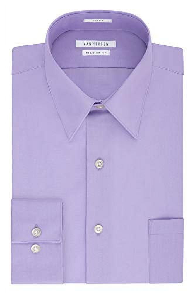 Spread Collar Van Heusen Men's Dress Shirt Regular Fit, Flex Collar,  Wrinkle-Free - Soft Lilac Check, 15 Neck 34/35 Sleeve Regular Fit Checkered  Shirt