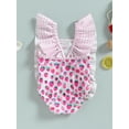 thumbnail image 4 of Bagilaanoe Toddler Baby Girl One-Piece Swimsuit Print Fly Sleeve Swimwear 3M 6M 12M 18M 24M 3T Kid Ruffle Bathing Suit, 4 of 8