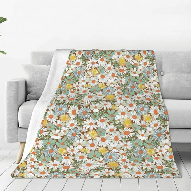 Balery Daisy Manta de Felpa Suave y Acogedora – Cobija de Franela Aterciopelada para Cama, Lavable y Cálida para Sofá, Mascotas, Transpirable-60"x50"