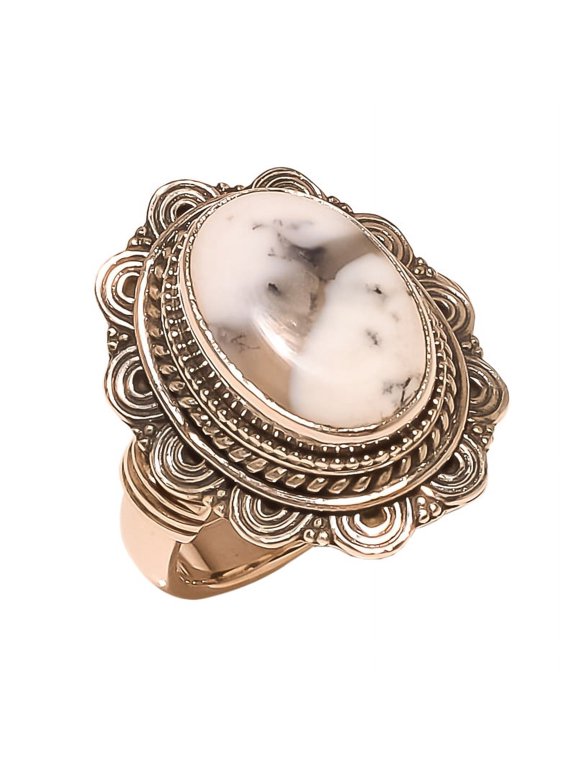 Dendritic Opal Vintage Style Solid 925 Sterling Silver Ring s.7 SR-21 SR-21