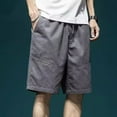 thumbnail image 2 of JTieacloth Classic Mens Cargo Short Men's Summer Lightweight Solid Color Elastic Waistband 5 Inch Shorts,Gray, 2 of 5