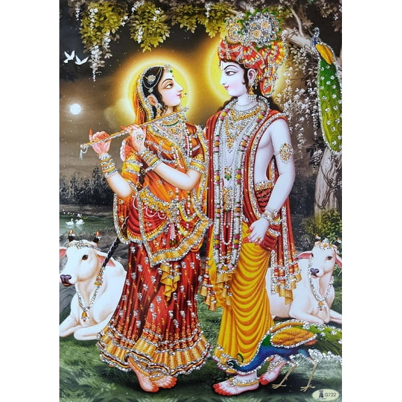 Crafts of India Radha Krishna Glitter Poster 5” x 7” Poster