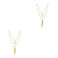 thumbnail image 3 of yingyy Chain Necklace Leaves Adjustable Multi-layer Chokers Leaf Exaggerated Hanging Layered Necklaces Daily Wear Accessories Gold 2Set, 3 of 6