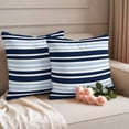 thumbnail image 2 of Navy Sky Blue Ombre Striped Outdoor Waterproof Pillow Covers, Gradient Horizontal Lines Decorative Square Throw Pillowcase Sofa Cushion Sham for Patio/Couch/Chair, 24"x24" 2 Pack, 2 of 8