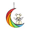 thumbnail image 4 of Colgantes de ventana hechos a mano con decoración de cadena Colgante de perro en la luna Perro Arcoiris y blanco, 4 of 9