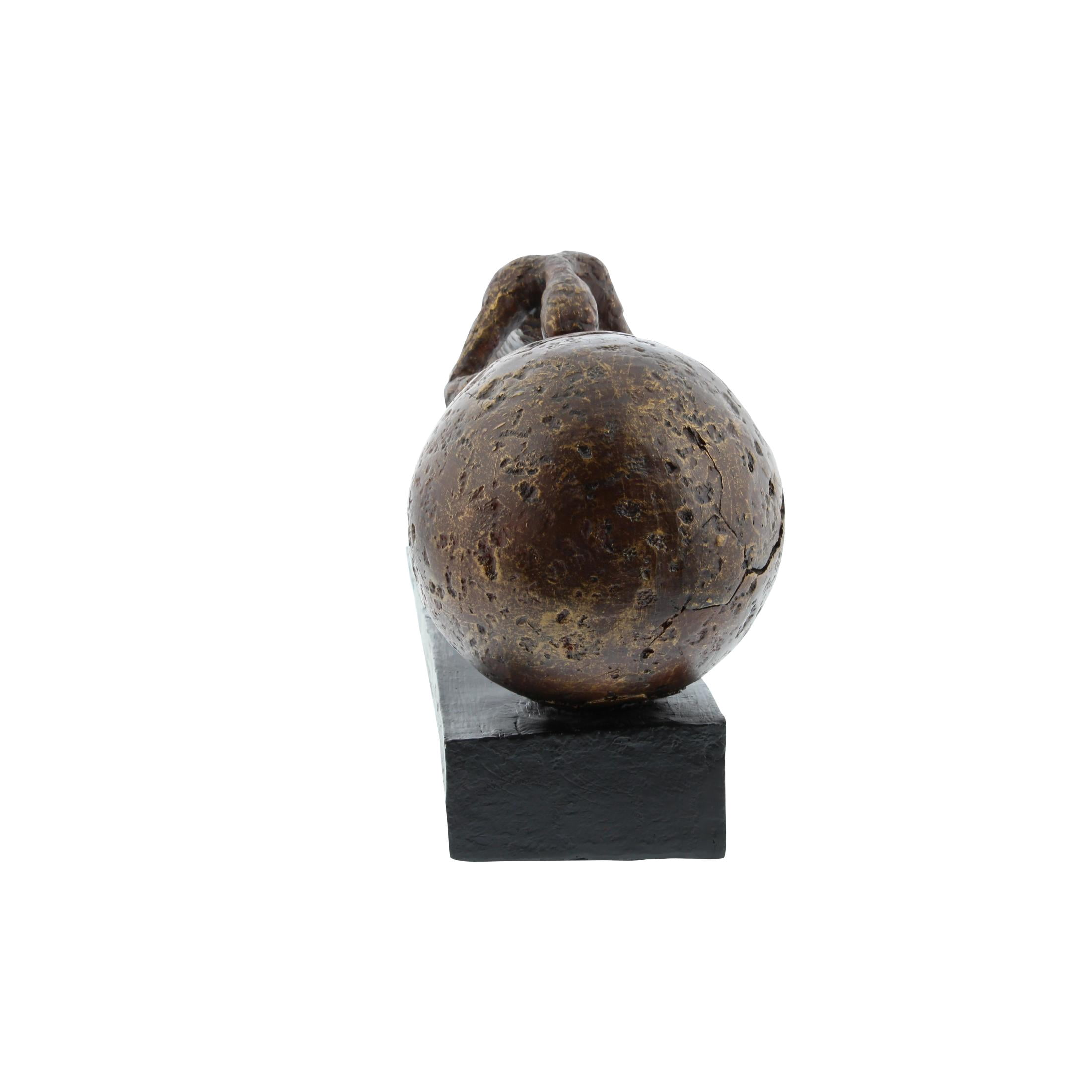 5" x 8" Brown Polystone People Sculpture with Ball, by DecMode