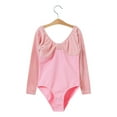 thumbnail image 6 of Mevxay Girl's Velvet Dance Bodysuit with Snap Closure Long Sleeve Performance Leotard for 2-15 Years Pink, 6 of 7