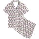 thumbnail image 4 of Odeerbi 2-12 Años Niños Niñas Pijama de Verano de Satén Con Solapa de Muesca Camisas de Manga Corta Pantalones Cortos Conjunto Suave Estampado Floral Ropa de Dormir, 4 of 6