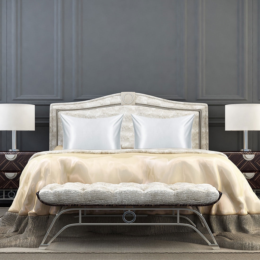 Silk Pillowcase Both Side Silk For Hair And Skin Silver Grey Queen