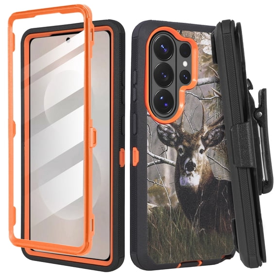 6goodeals Compatible for Samsung Galaxy S26 Ultra Rugged Protective Case with Belt Clip Holster and Built-In Screen Protector Deer