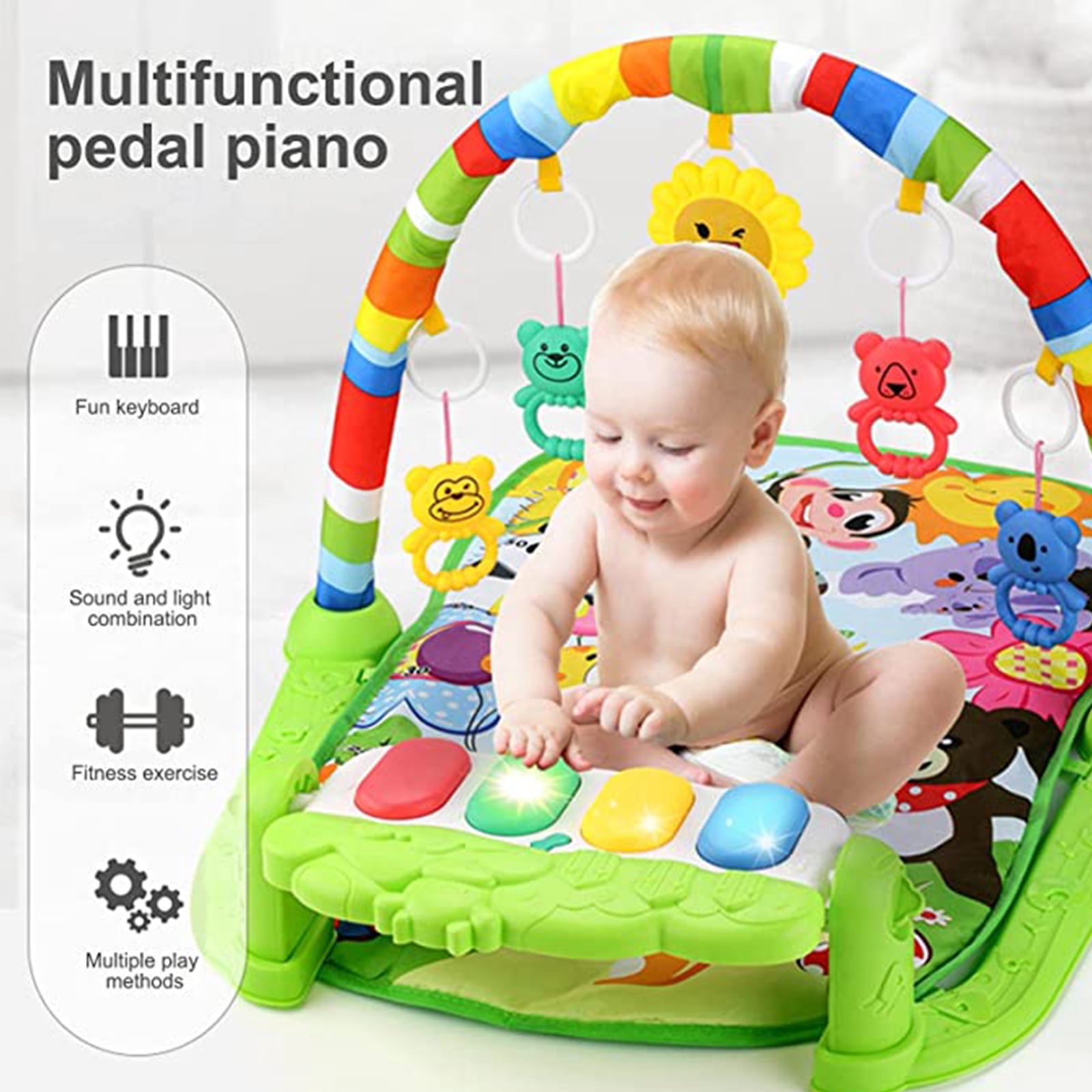 Baby Gym 'n for Play Piano Mat Tummy for Time Playmat for Infant Crawling Grabbing Exercise Activity Mat for Tod