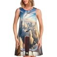 thumbnail image 1 of Fotbe Sunset Airplane Travel View Vestido de Verano sin Mangas para Mujer – Vestido Midi Línea A, Estilo Camiseta Floral, Vestido Playero Casual y Fluido, 1 of 7