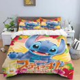 thumbnail image 2 of Disney Cartoon Cute Stitch Print Three Piece Bedding Set Cover Set With Pillowcase Children or Adults King Queen Full Twin Size, 2 of 5