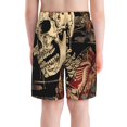 thumbnail image 3 of Cauagu Gothic Eastern Floral Skull Print Swim Trunks for Men,Youth Boys Swim Shorts Compression Liner Beach Shorts Boys' Swimming Shorts 7-20 Years Bathing Suit-Small, 3 of 7