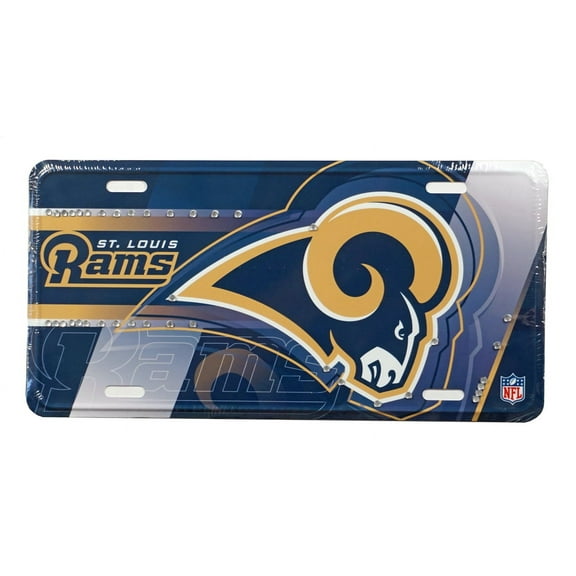 St. Louis Throwback Retro Rams Home License Plate Accented with Crystals