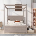 thumbnail image 2 of Tcbosik Full Size Canopy Platform Bed with 2 Drawers, Slat Support Leg, Wood Bedfram for Kids, Adults, No Spring Box Required, Light Brown, 2 of 8