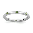 thumbnail image 1 of Solid 925 Sterling Silver Stackable Peridot Green August Gemstone Ring Eternity Band Size 10, 1 of 6