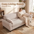 thumbnail image 3 of CQSXDA 80.7 Inches 2-Seater Iron and Wood Frame Corduroy Loveseat Sofa with Rolled Armrests  for Modern Living Room and Small Spaces, White, 3 of 11