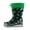 Green, variant on Toddler Kids Rain Boots Purple Soccer Pattern – Waterproof Lightweight Non-Slip with Drawstring, Boys & Girls