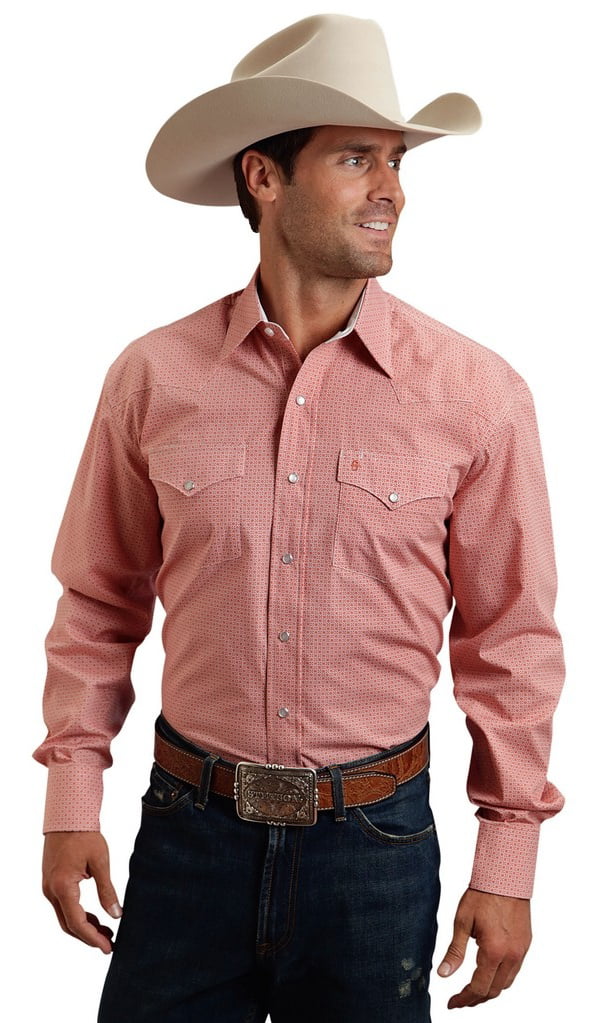 Stetson Western Shirt Mens L/S Print Snap Orange 11-001-0425-0447 OR ...