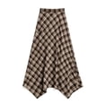 thumbnail image 6 of Dpjklzsn Women's Plaid Asymmetrical Midi Skirt, High Waisted Flowy A-Line Handkerchief Skirt, 6 of 6