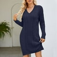 thumbnail image 2 of IROINNID Cocktail Dress for Women Wedding Guests Dresses for Women Twisted Flower Bottom V-Neck Long Knitted Dress Discount,Navy, 2 of 7