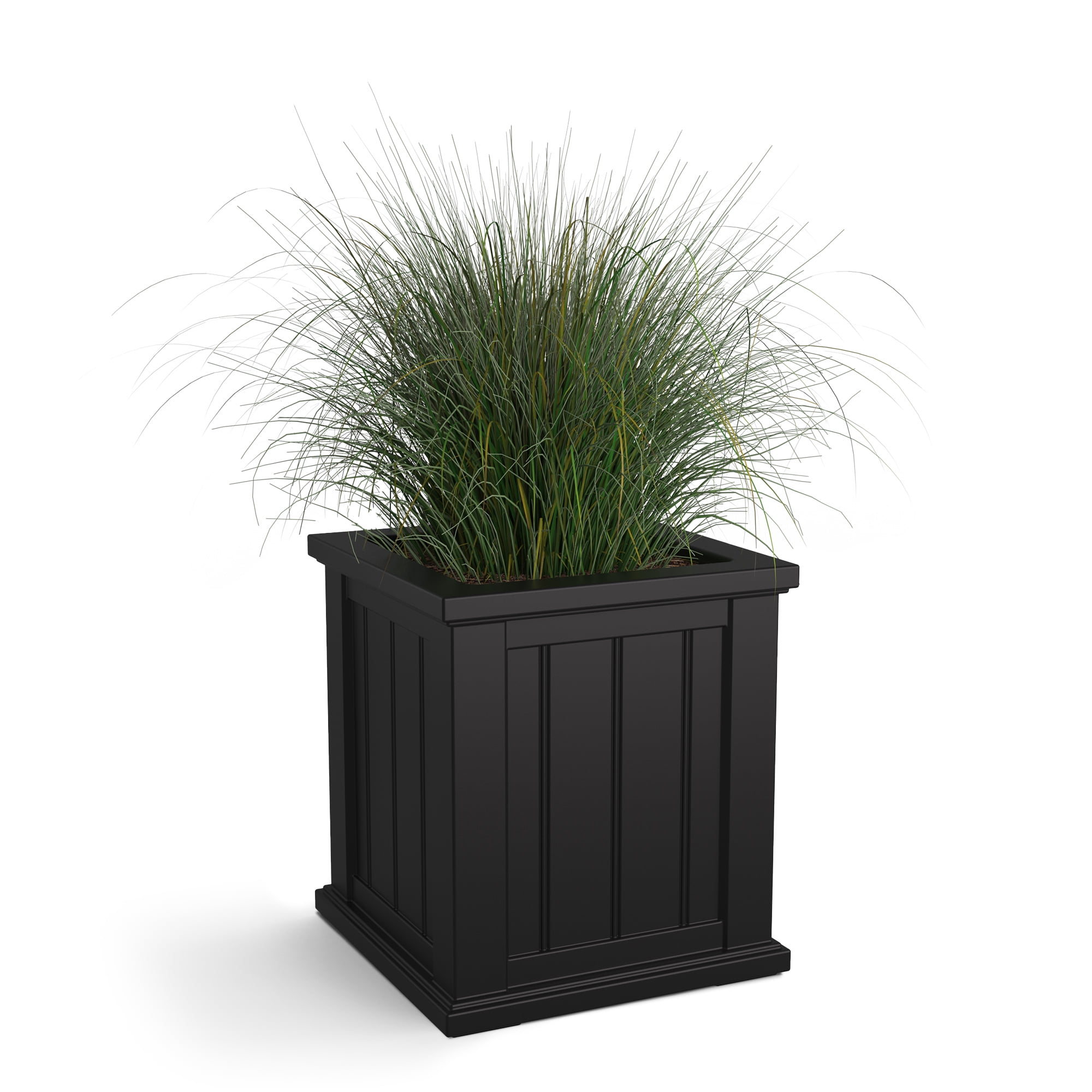 Cape Cod 16" x 16" x 18" Square Black Self-Watering Plastic Planter