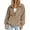 Khaki, variant on Women's Corduroy Zip Up Jacket Lapel Collar Long Sleeve Casual with Pockets Loose Fit Outerwear for Fall Winter