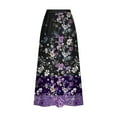 thumbnail image 4 of Mrat Boho Skirts for Women 2024 Women's Casual Retro Floral Skirts Linen Elastic Waist Pleated Maxi Skirt with Pockets Plus Size Skirts S-193 Multicolor M, 4 of 5
