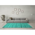 thumbnail image 3 of Ahgly Company Machine Washable Indoor Round Abstract Turquoise Blue Contemporary Area Rugs, 3' Round, 3 of 4