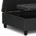 thumbnail image 4 of Simpli Home Harrison 40 inch Wide Transitional Square Large Coffee Table Storage Ottoman in Distressed Black Vegan Faux Leather, 4 of 15