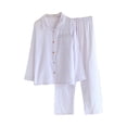 thumbnail image 4 of DuoJiaJ Womenâs Lightweight Long Sleeve Pajama Set Sweet Blend Robe With Collar For Spring And Autumn Comfort Plus Size Satin Pajamas Women, 4 of 4