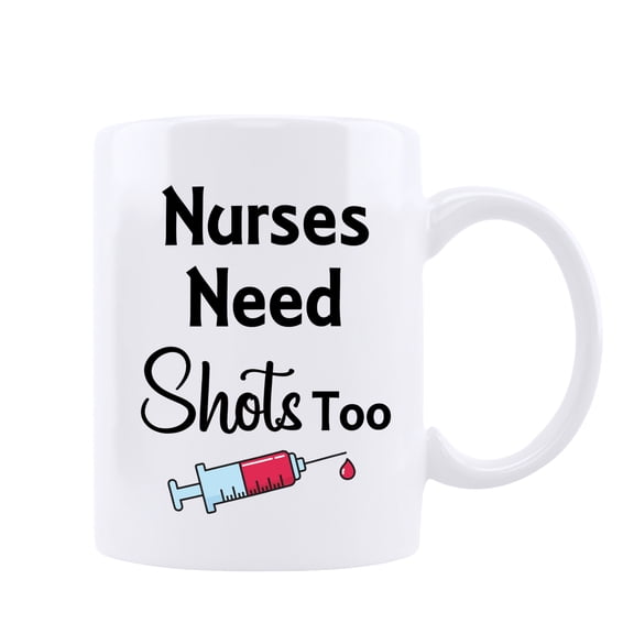 Funnil Ceramic Coffee Mug Nurse Need Shots Too for Nursing Student Gifts Male Nurses or Friend Present for Nursing School Student Graduation Nurse's Day Party Decoration