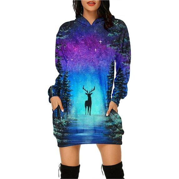 DYMADE Women Digital Print Hooded Casual Top