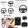 thumbnail image 5 of HUISEFOR 15 Pieces Cute Car Seat Covers Full Set for Women Men Dog Paw Print Steering Wheel Cover Belt Cover Garbage Can Keychain Car Coasters Rear View Mirror Cover, 5 of 7