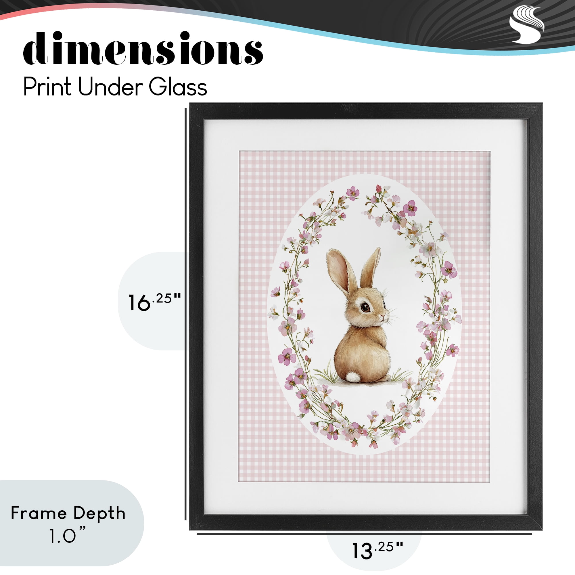 Stupell Industries Spring Gingham Rabbit Black Framed Print Under Glass, design by Christine Simpson Art