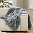 thumbnail image 6 of Brooklyn Loom Bubble Faux Fur 100% Microfiber Polyester  50x70 Throw in Grey, All Season, Adult Size, OEKO-TEX Certified, 6 of 12
