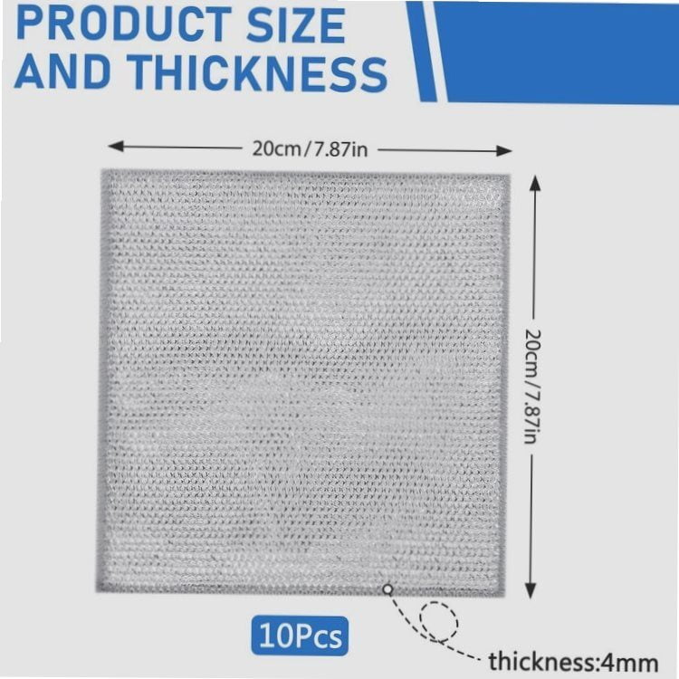 10PCS Double Layer Non-Scratch Wire Dishcloths - Multipurpose Steel Wire Dish Towels for Wet & Dry Cleaning