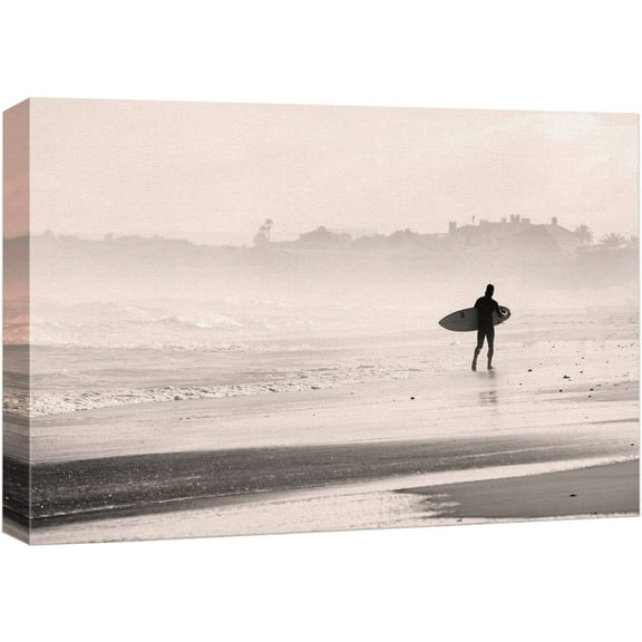 wall26 Canvas Print Wall Art Surfer on Seashore at Dawn Sports Athletes Photography Realism Contemporary Scenic Urban Multicolor Ultra for Living Room, Bedroom, Office - 32"x48"
