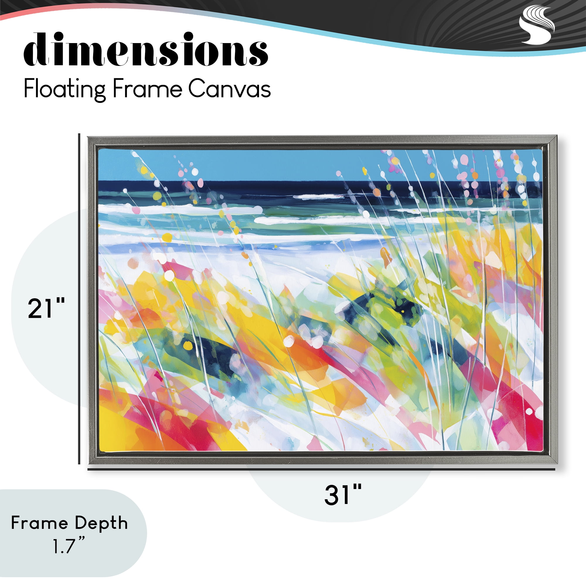 Stupell Industries Sea Oats & Ocean Breeze Abstract Gray Framed Floater Canvas Wall Art, design by Chromatic Storm Studio